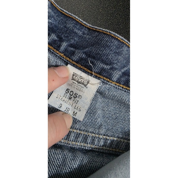 Levi's 505 Cutoffs Jean Shorts Women 9 Blue Leather Tag Daisy Shortie Booty EUC - Picture 4 of 8